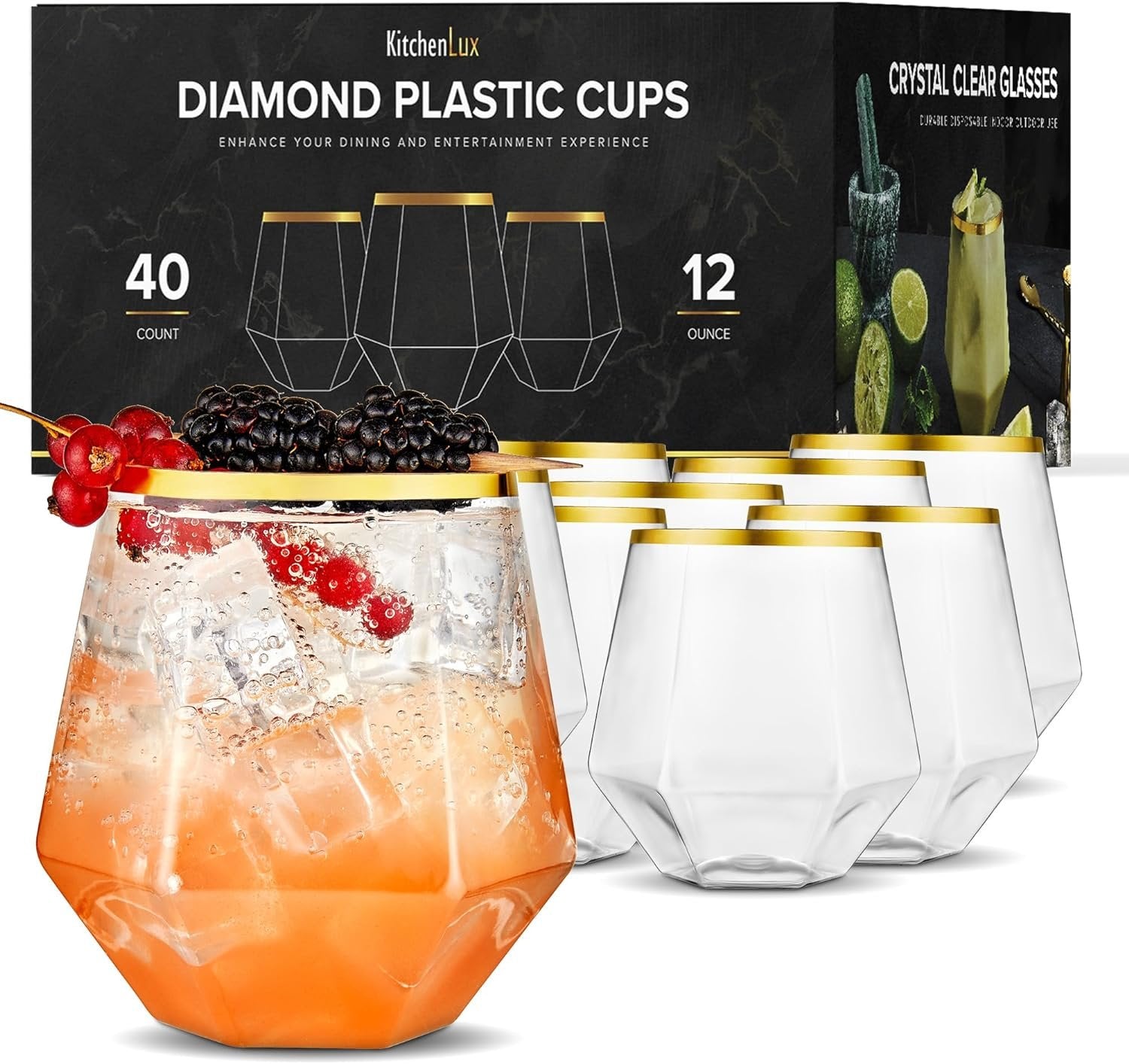 Kitchen Lux Diamond Wine Glasses Elegant Plastic Cocktail Glasses fo