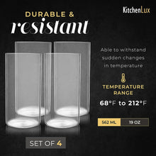 Load image into Gallery viewer, Kitchen Lux Thin Round Drinking Glasses Set of 2-19 oz Tall Water Glasses - Highball Glass Cups Set - Elegant Drinkware - Deluxe Glassware Sets for Sparkling Cocktails, Wine, Beer, Whiskey, Dinner
