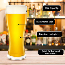 Load image into Gallery viewer, Tall Beer Glass Set [Pack of 6] By Kitchen Lux- 16oz Pilsner Beer Glasses For Home, Pubs, Restaurants- BPA Free Beer Pint Glasses- Dishwasher-Safe IPA Beer Cups- Premium Beer Mug Gift Set For Men
