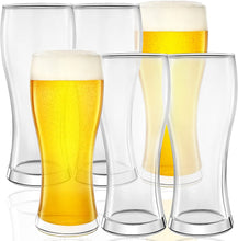 Load image into Gallery viewer, Tall Beer Glass Set [Pack of 6] By Kitchen Lux- 16oz Pilsner Beer Glasses For Home, Pubs, Restaurants- BPA Free Beer Pint Glasses- Dishwasher-Safe IPA Beer Cups- Premium Beer Mug Gift Set For Men
