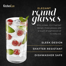 Load image into Gallery viewer, Kitchen Lux Thin Round Drinking Glasses Set of 2-19 oz Tall Water Glasses - Highball Glass Cups Set - Elegant Drinkware - Deluxe Glassware Sets for Sparkling Cocktails, Wine, Beer, Whiskey, Dinner
