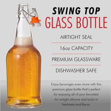 Load image into Gallery viewer, Clear Glass Bottles for Beer With Swing Top Lids  16oz
