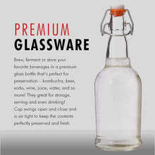 Load image into Gallery viewer, Clear Glass Bottles for Beer With Swing Top Lids  16oz
