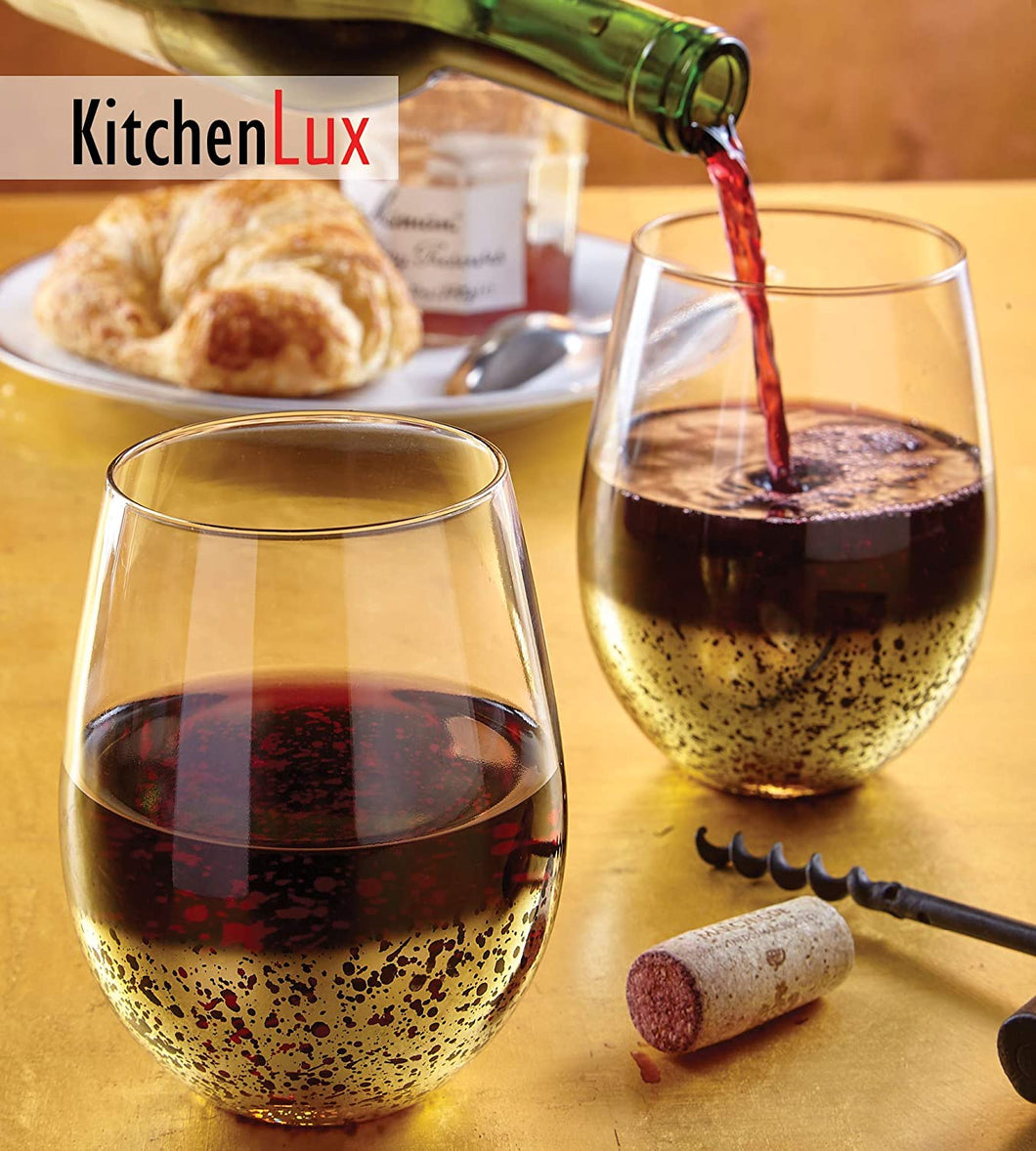 Stemless Wine Glass With Gold Base 18oz Pack Of 6