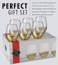 Load image into Gallery viewer, Stemless Wine Glass With Gold Base 18oz Pack Of 6
