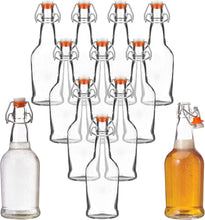 Load image into Gallery viewer, Clear Glass Bottles for Beer With Swing Top Lids  16oz
