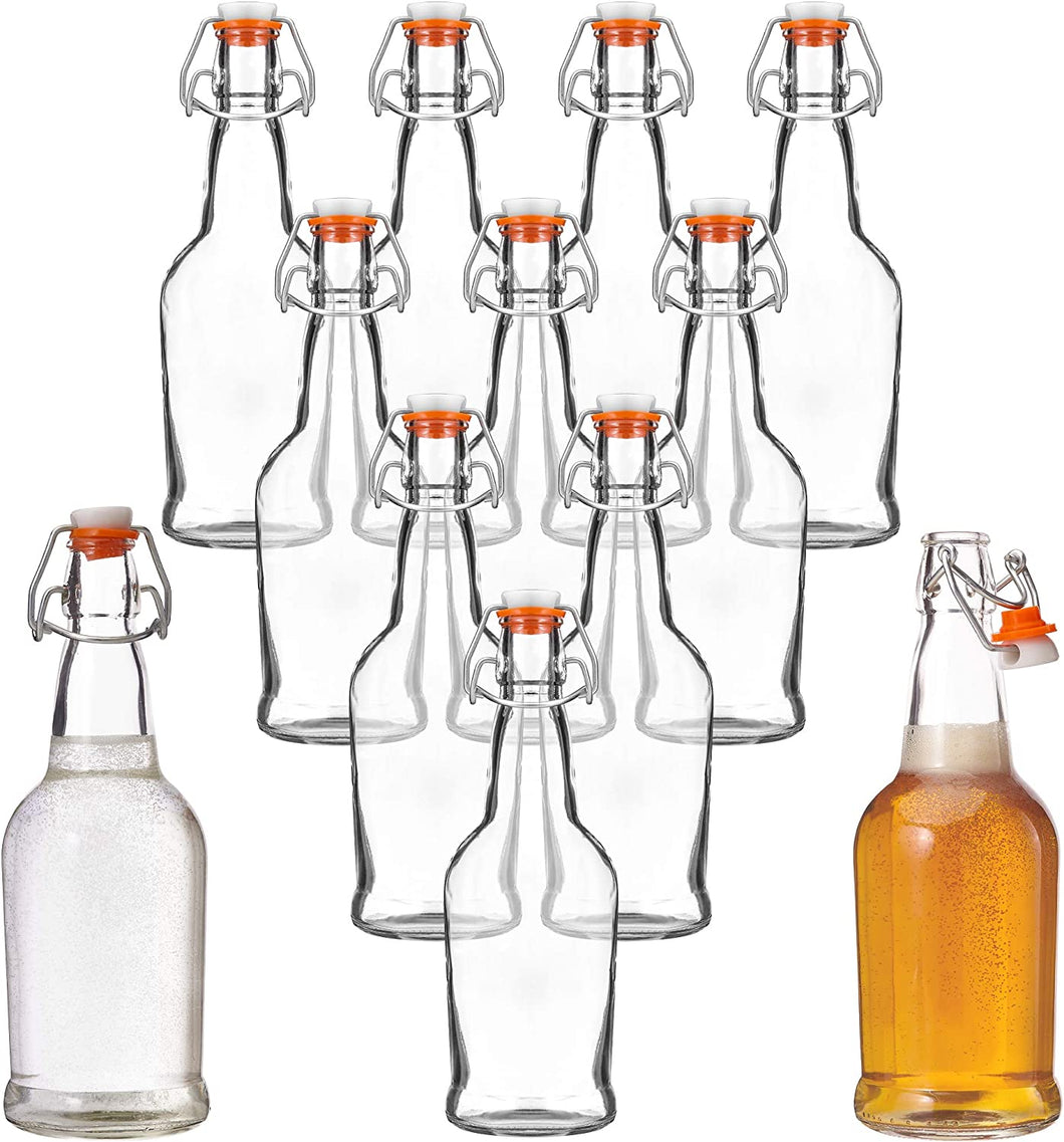 Clear Glass Bottles for Beer With Swing Top Lids  16oz